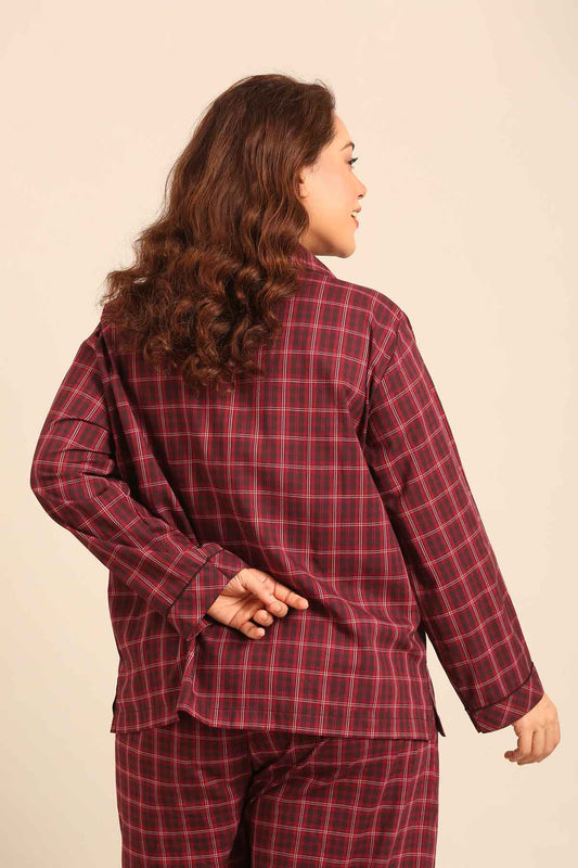 Veronica Plaid Cotton Women's Curve Shirt Only - Full Sleeves