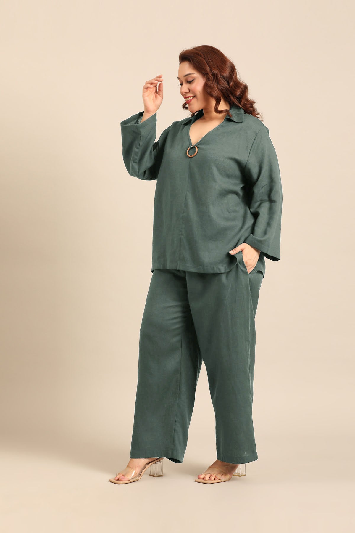 Tessa Slate Blue Linen Blend Women's Co-ord Set