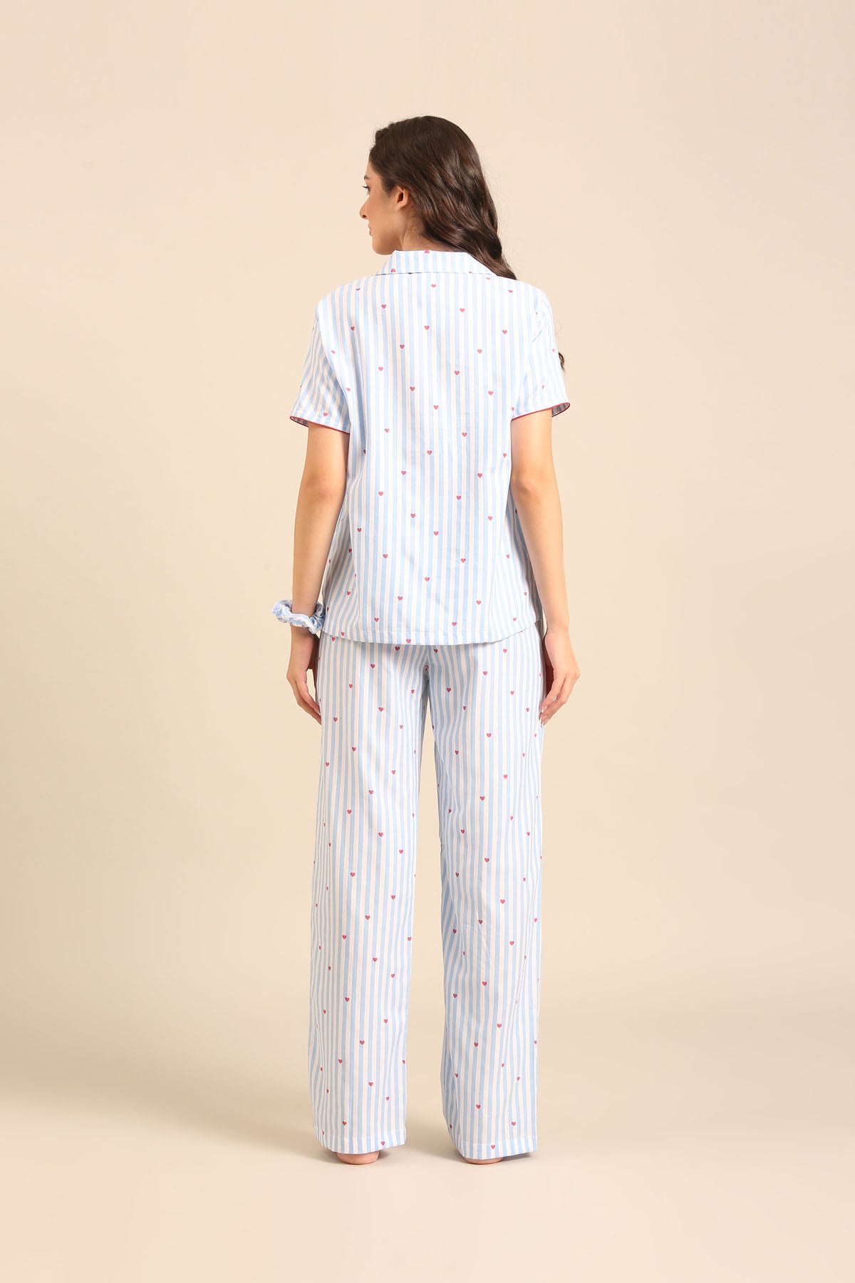 Lola Heart Cotton Twill Women's Pajama Set - Half Sleeves