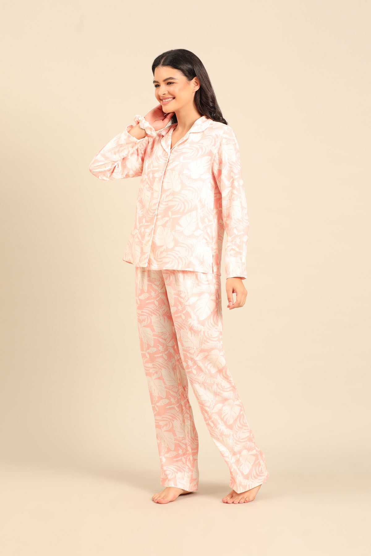 Layla Floral Viscose Women's Pajama Set - Full Sleeves