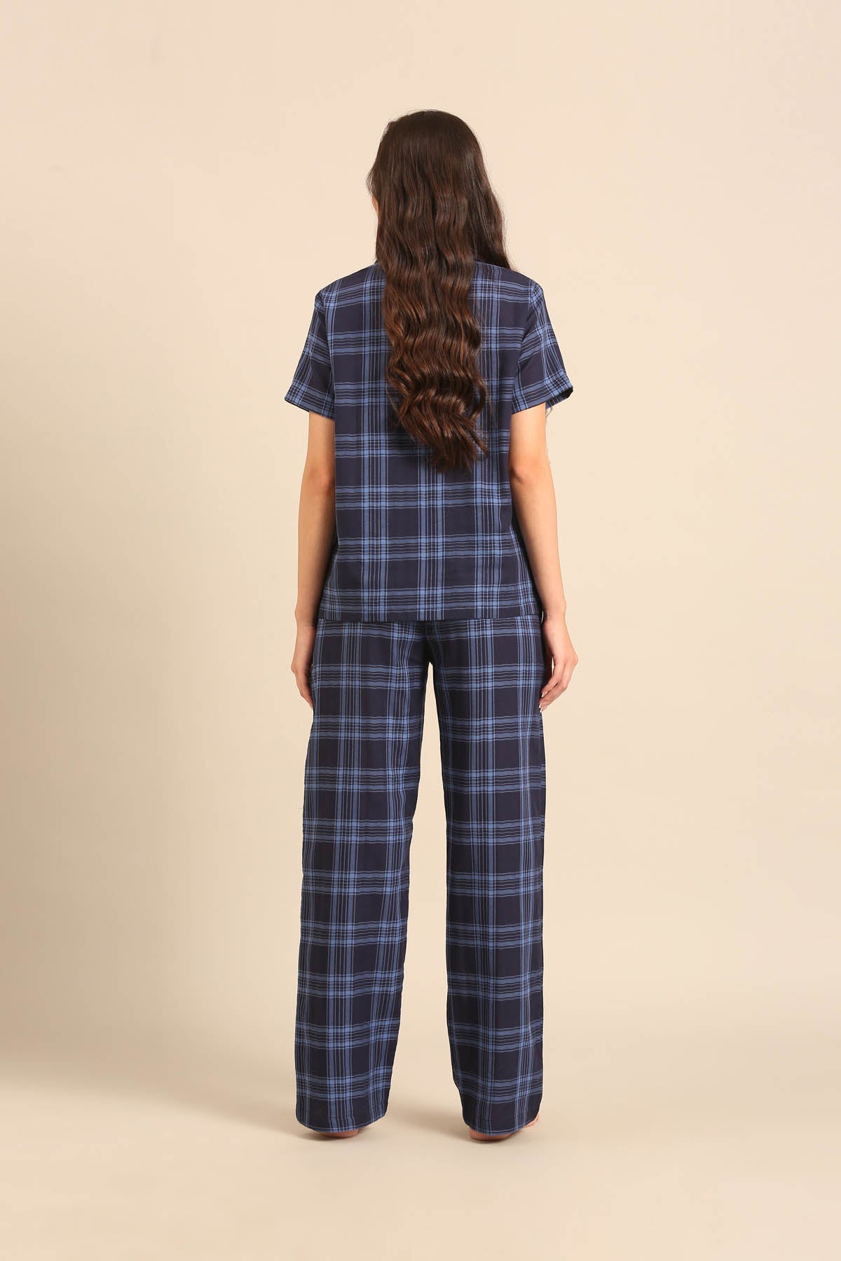 Vienna Check Cotton Women's Pajama Set - Half Sleeves
