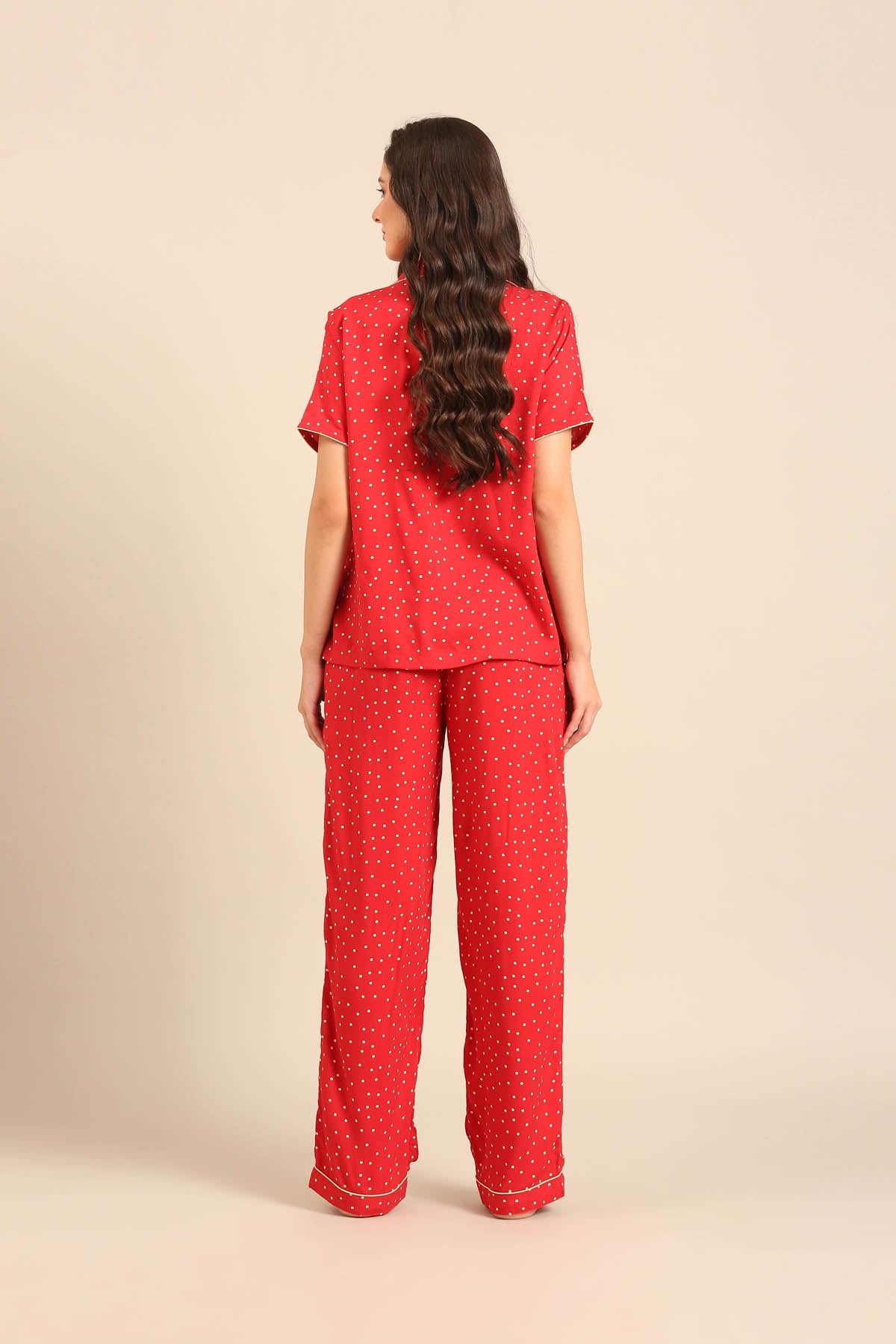 Minnie Polka Viscose Women's Pajama Set - Half Sleeves