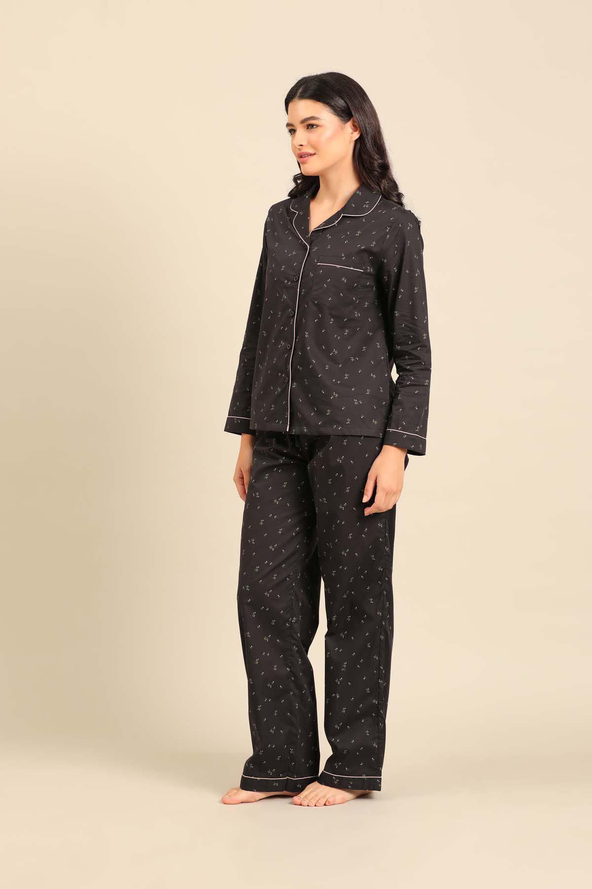Margot Floral Cotton Women's Pajama Set - Full Sleeves