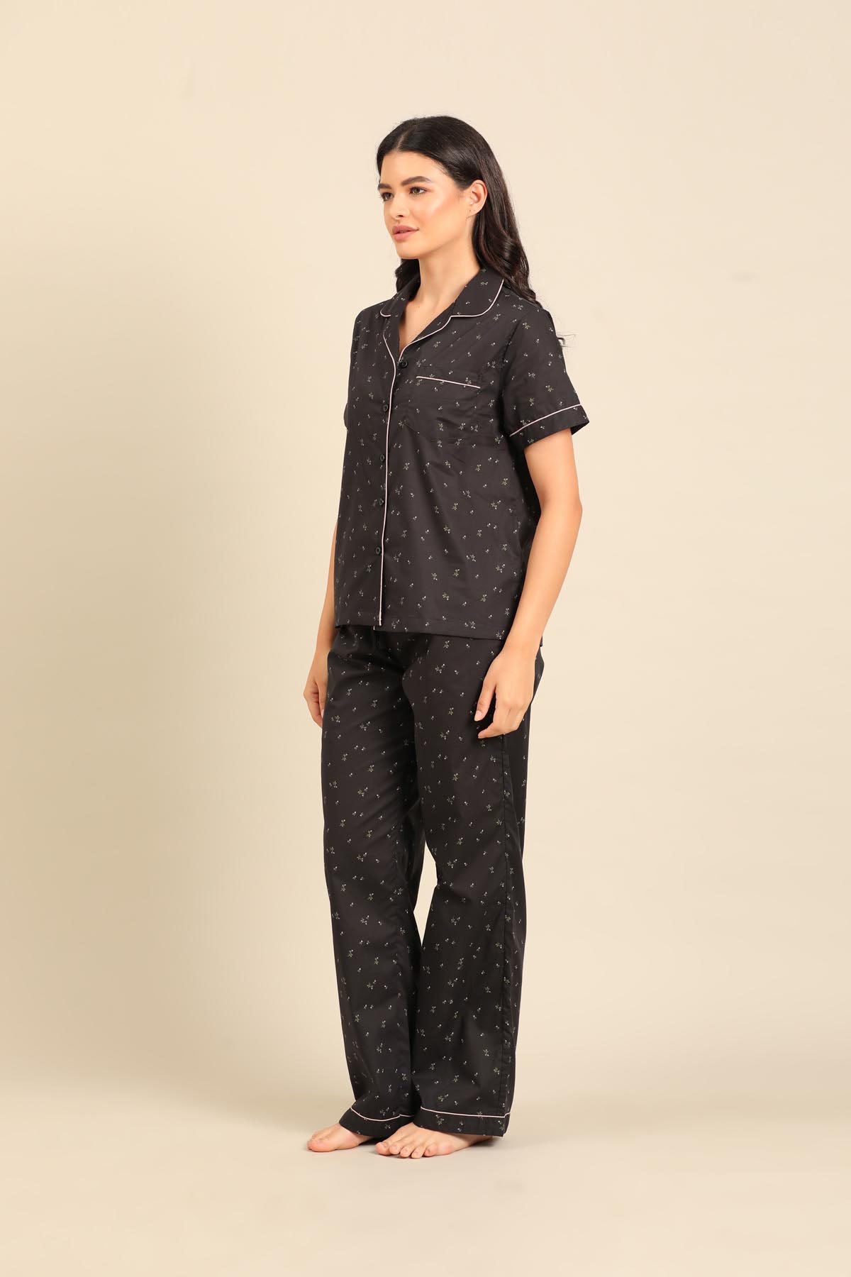 Margot Floral Cotton Women's Pajama Set - Half Sleeves