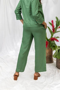 Masai Green Linen Women's Pleated Lounge Pants