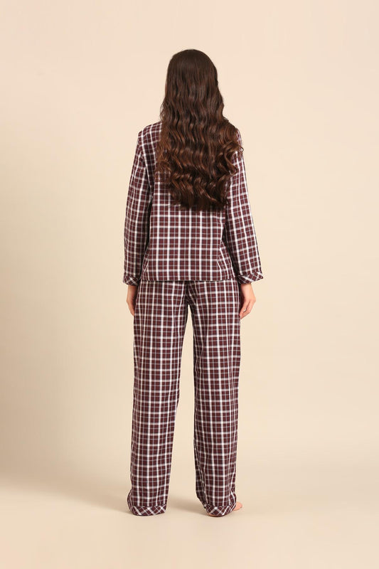 Edith Plaid Cotton Women's Pajama Set - Full Sleeves