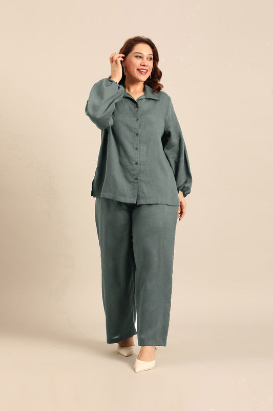 Camilla Slate Blue Linen Blend Women's Co-ord Set