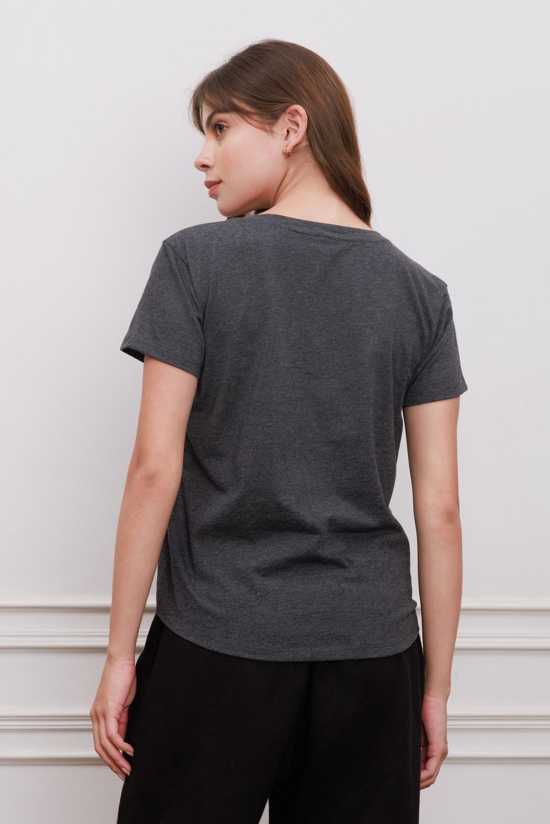 Moon Grey Knitted Women's Crew Neck T-shirt