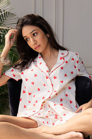 Sweetheart Printed Viscose Women's Shorts Set
