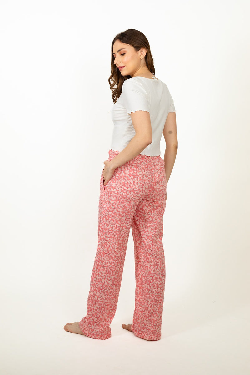 Pink Plush Printed Cotton Women's Pajama