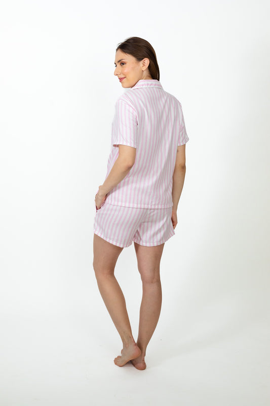 Candy Stripe Lurex Pink Cotton Women's Shorts Only