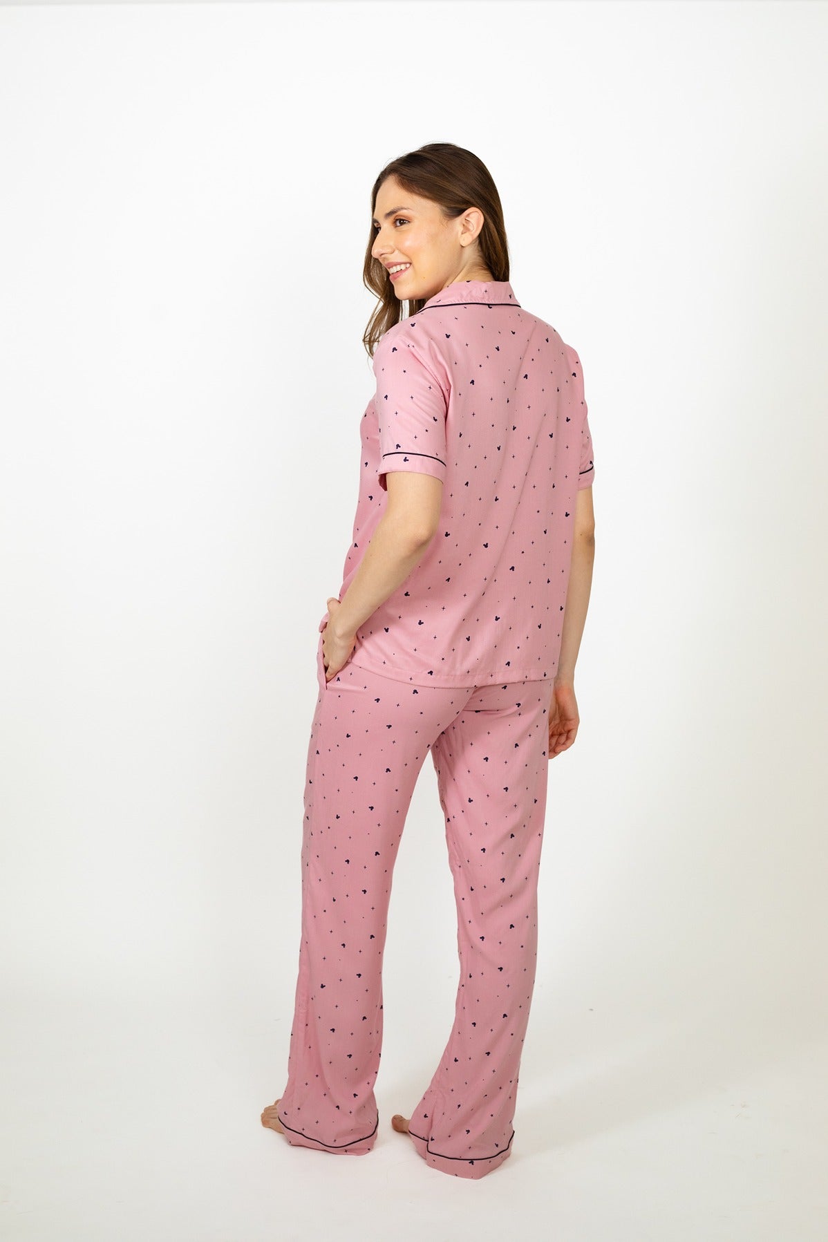 Mickey Pink Cotton Women's Pajama Set