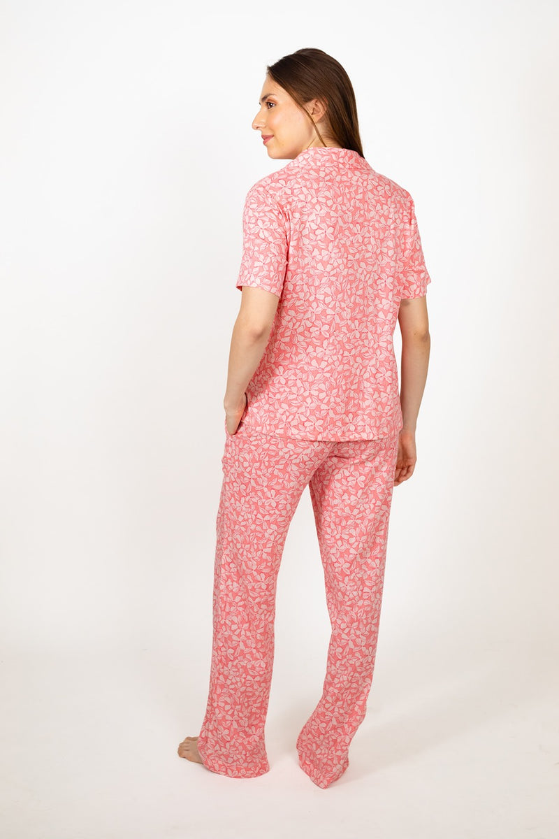 Pink Plush Printed Cotton Women's Pajama Set