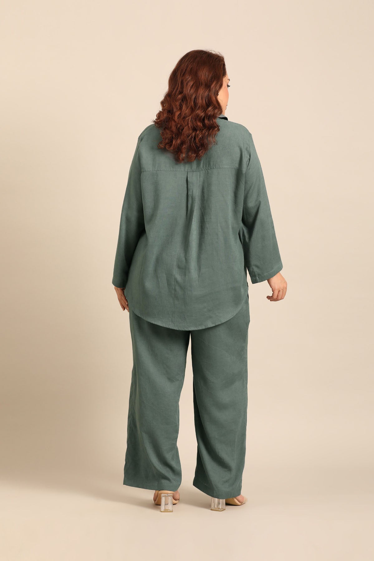 Estelle Slate Blue Linen Blend Women's Co-ord Set