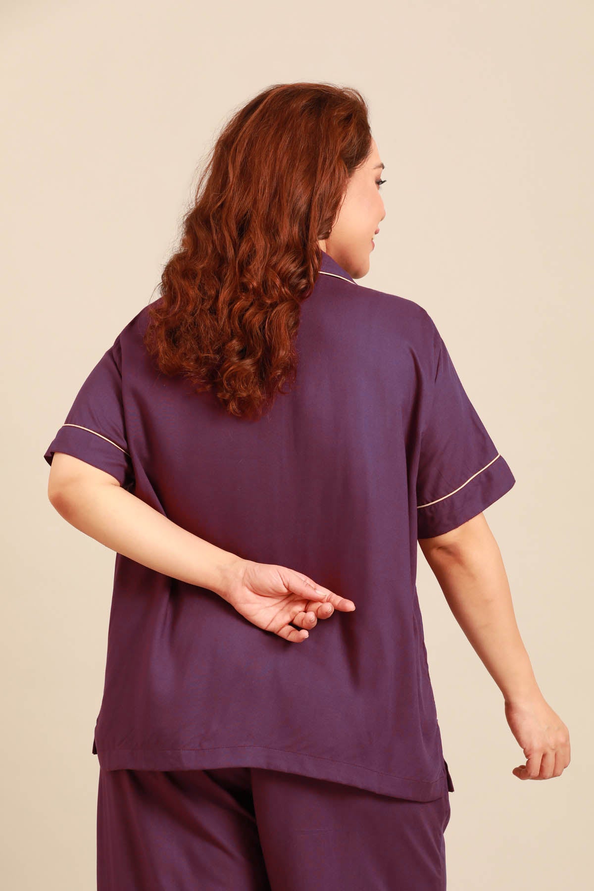 Emily Merlot Viscose Women's Curve Shirt Only - Half Sleeves