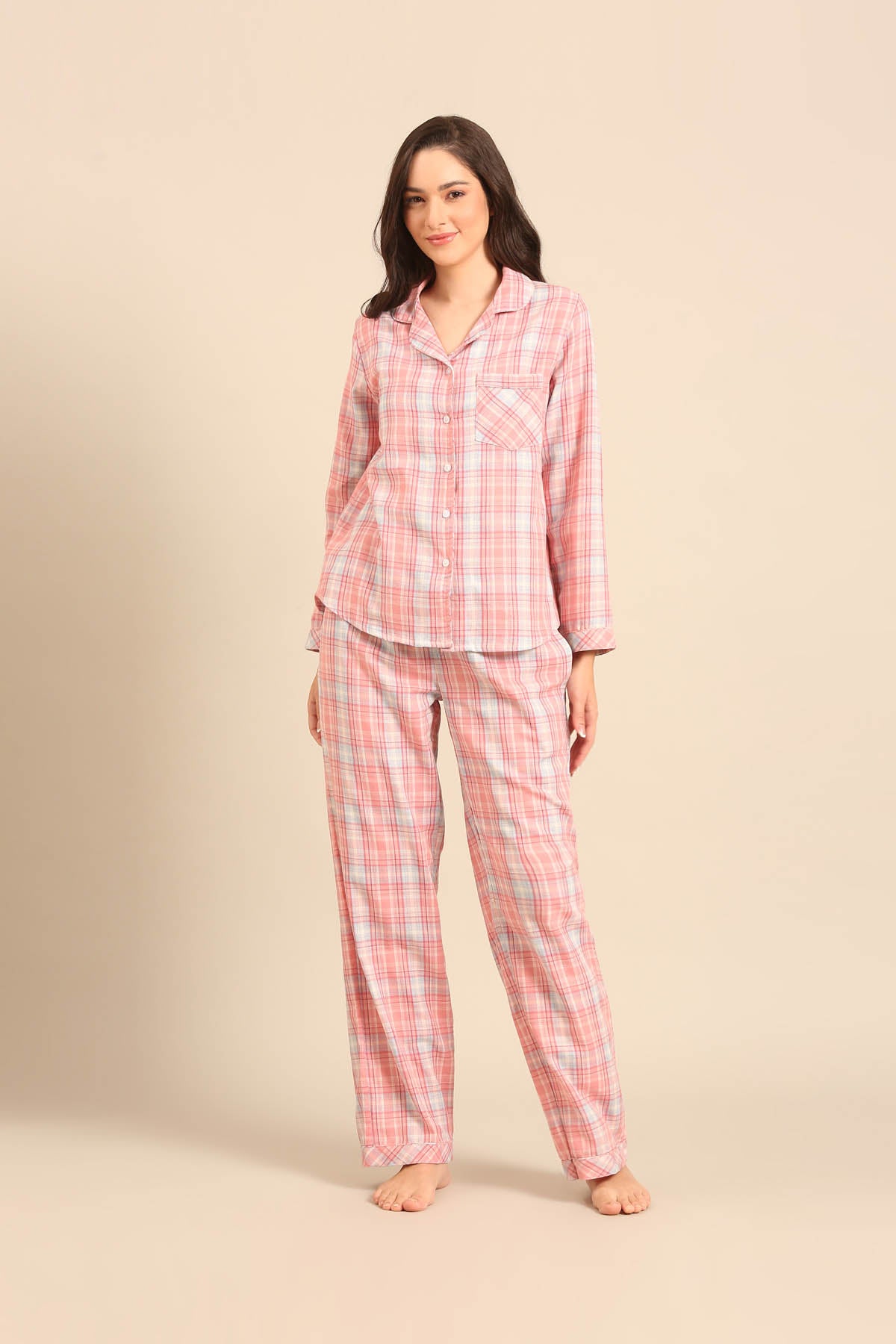 Blair Check Cotton Women's Pajama Set - Full Sleeves