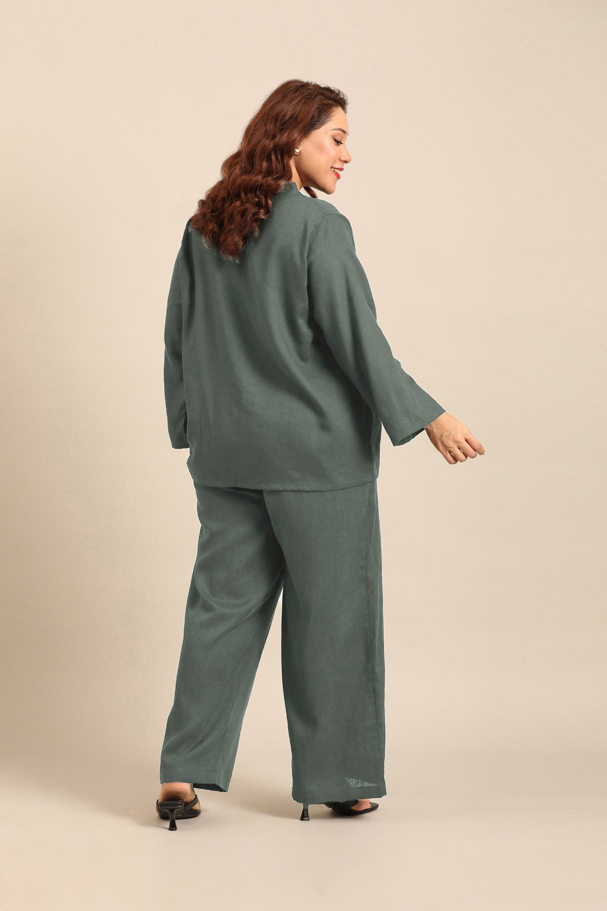 Sandra Slate Blue Linen Blend Women's Co-ord Set