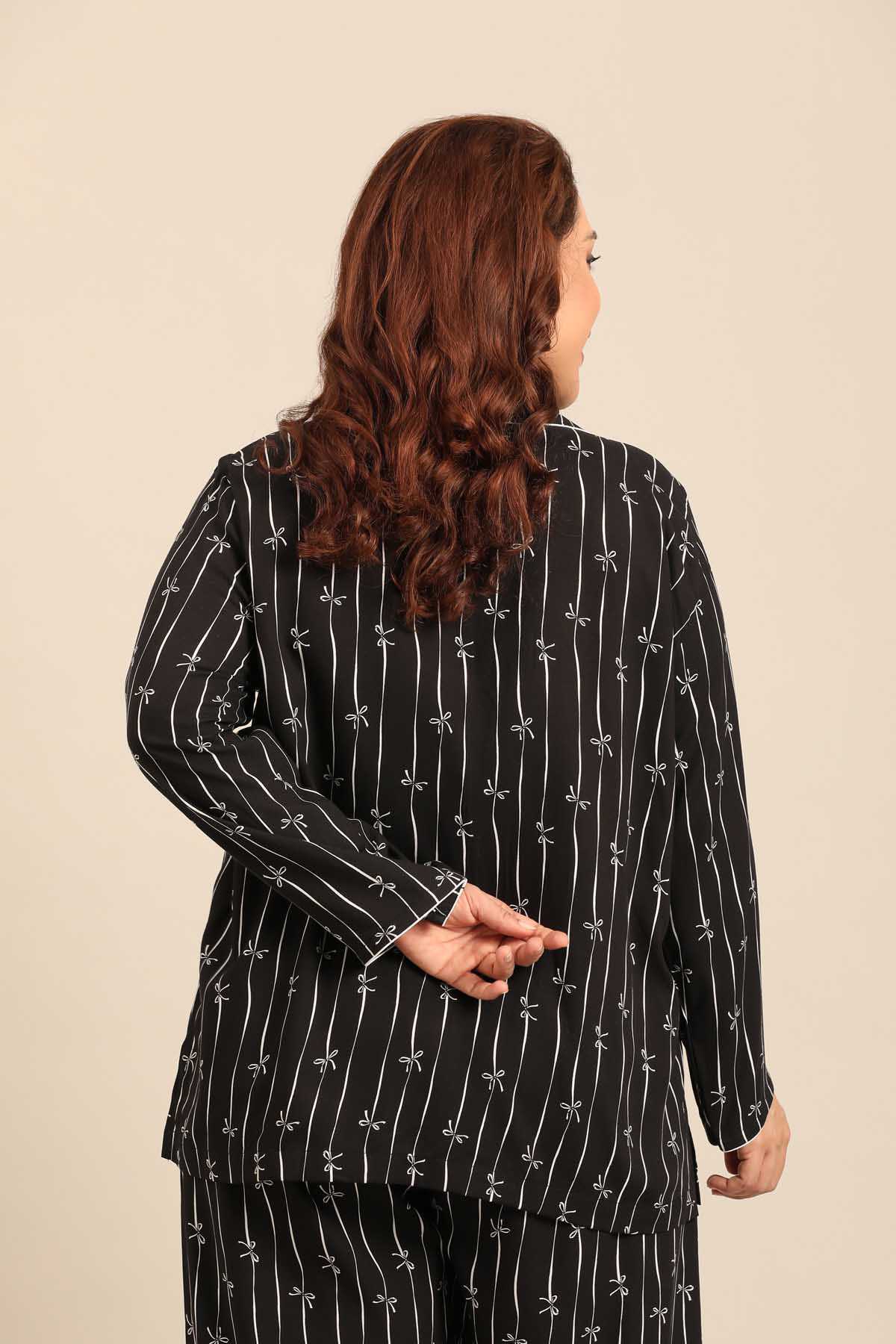 Savannah Bows Viscose Women's Curve Shirt Only - Full Sleeves