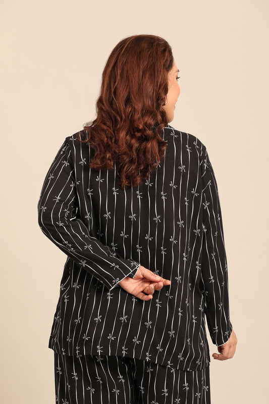 Savannah Bows Viscose Women's Curve Shirt Only - Full Sleeves