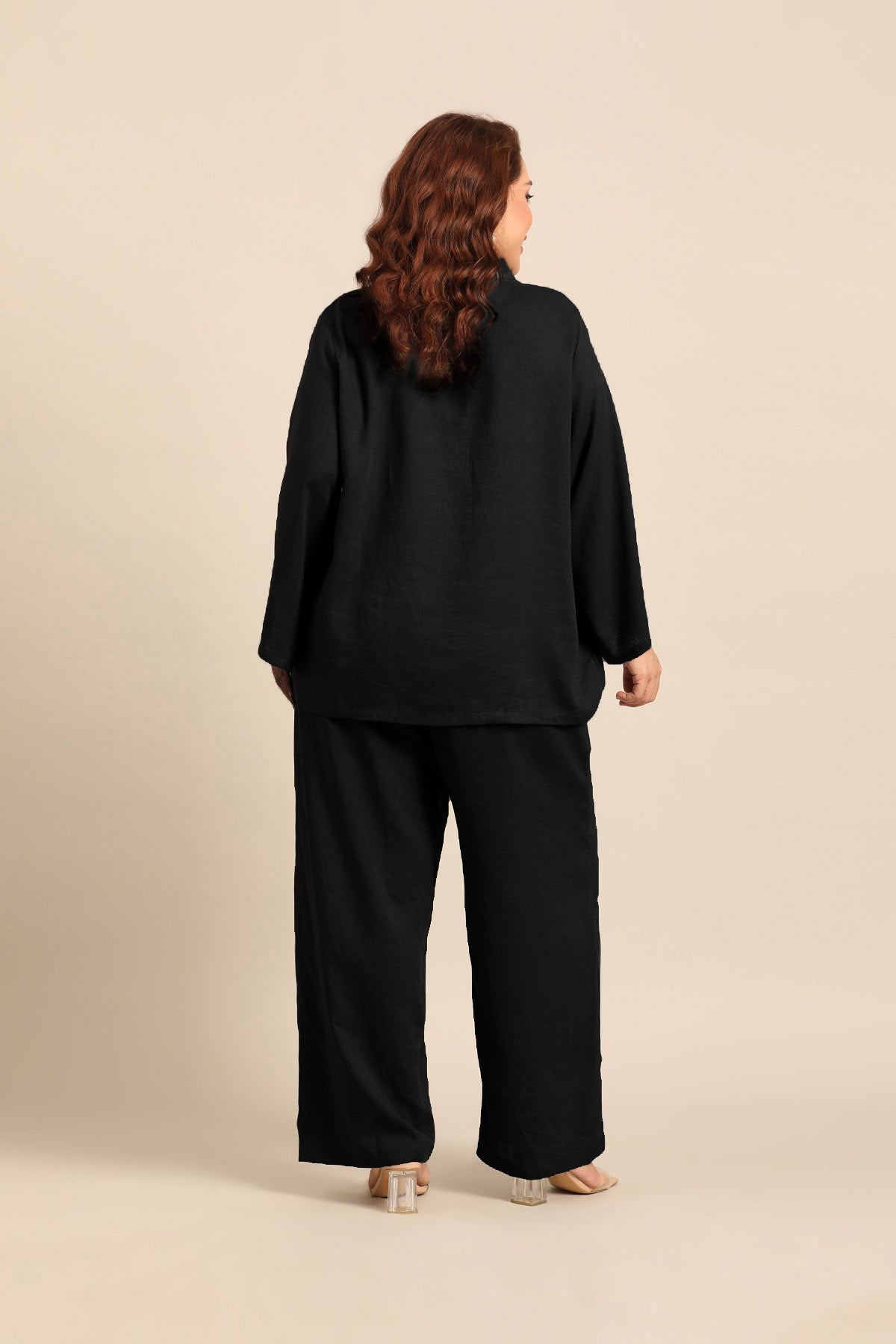 Adele Black Linen Blend Women's Co-ord Set