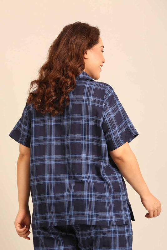 Vienna Check Cotton Women's Curve Shirt Only - Half Sleeves