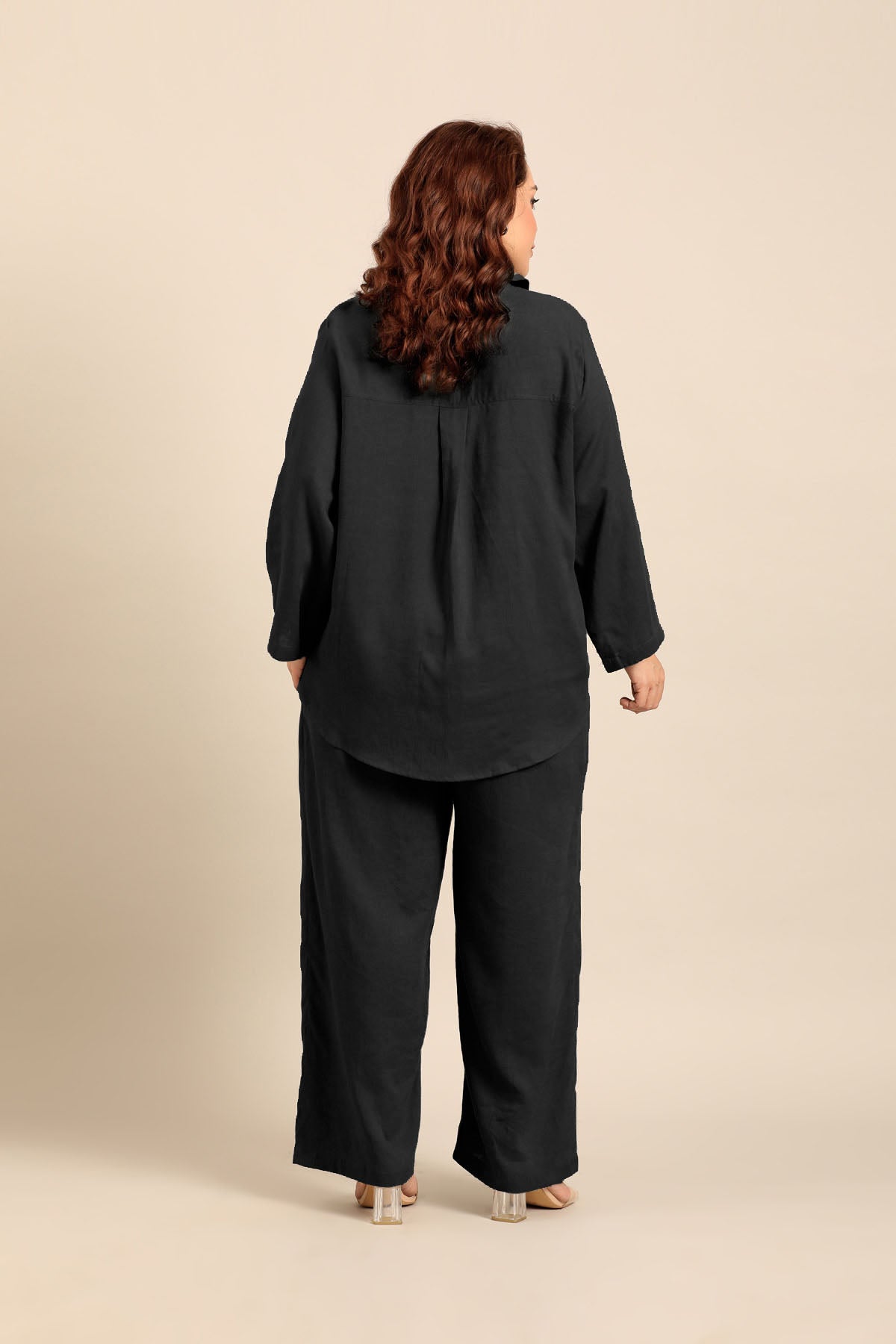 Estelle Black Linen Blend Women's Co-ord Set