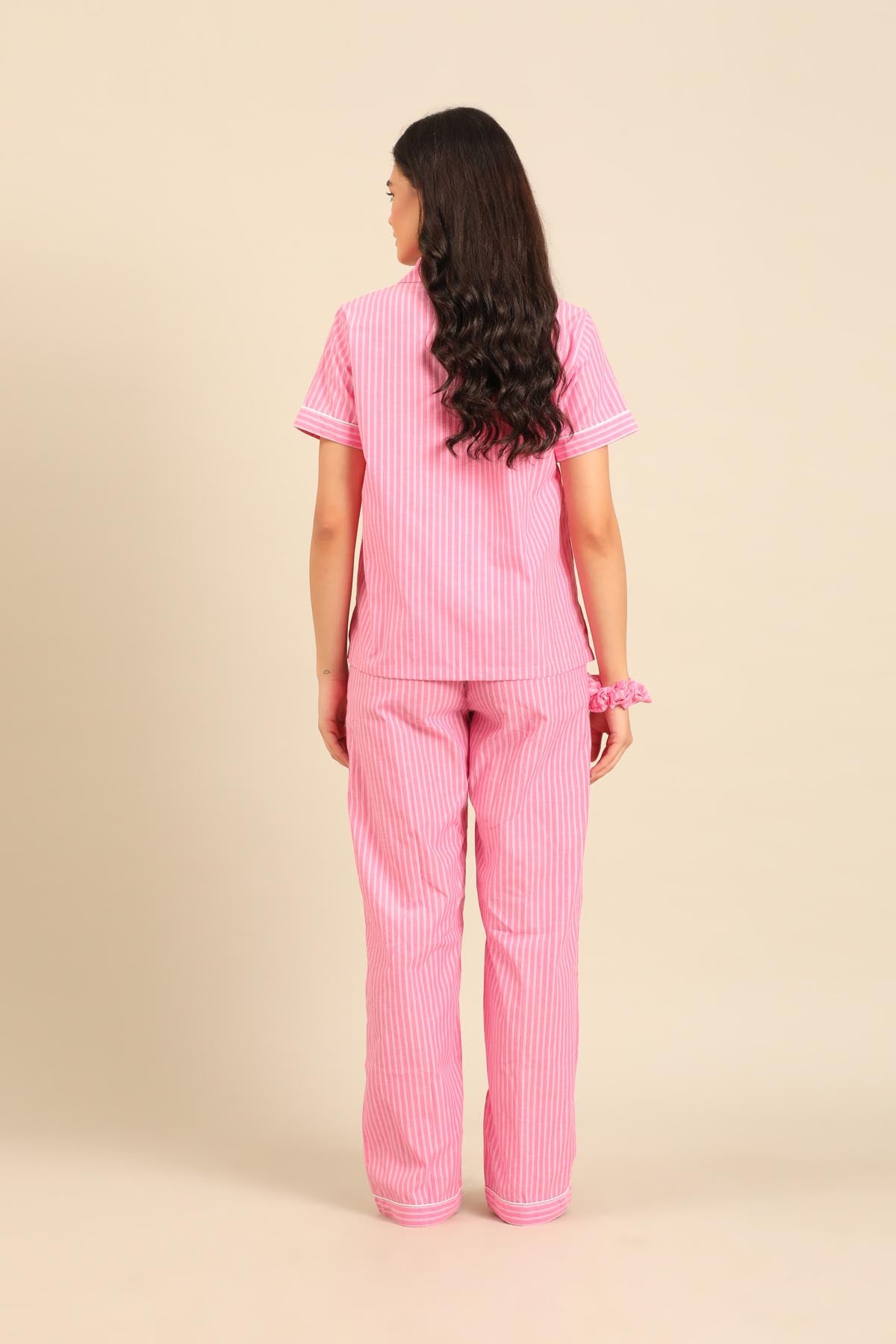 Miranda Stripe Cotton Women's Pajama Set - Half Sleeves