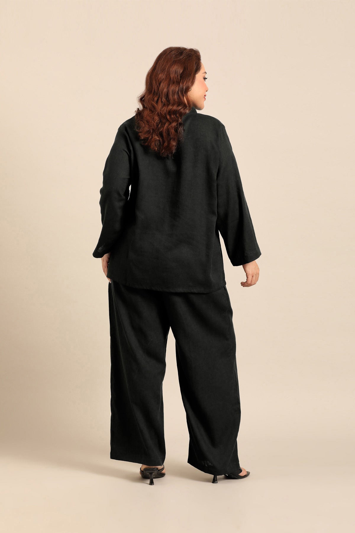 Sandra Black Linen Blend Women's Co-ord Set