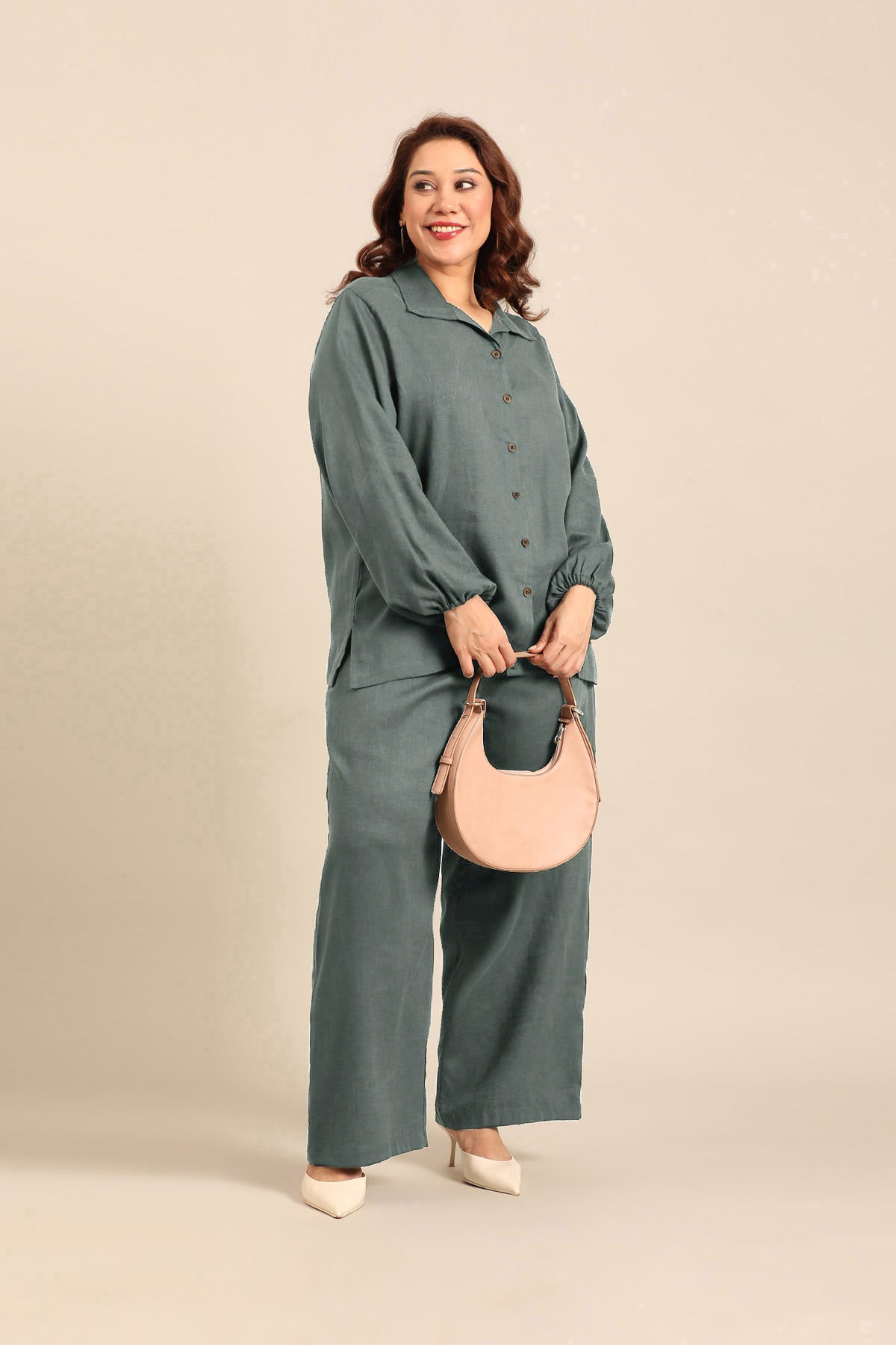 Camilla Slate Blue Linen Blend Women's Co-ord Set