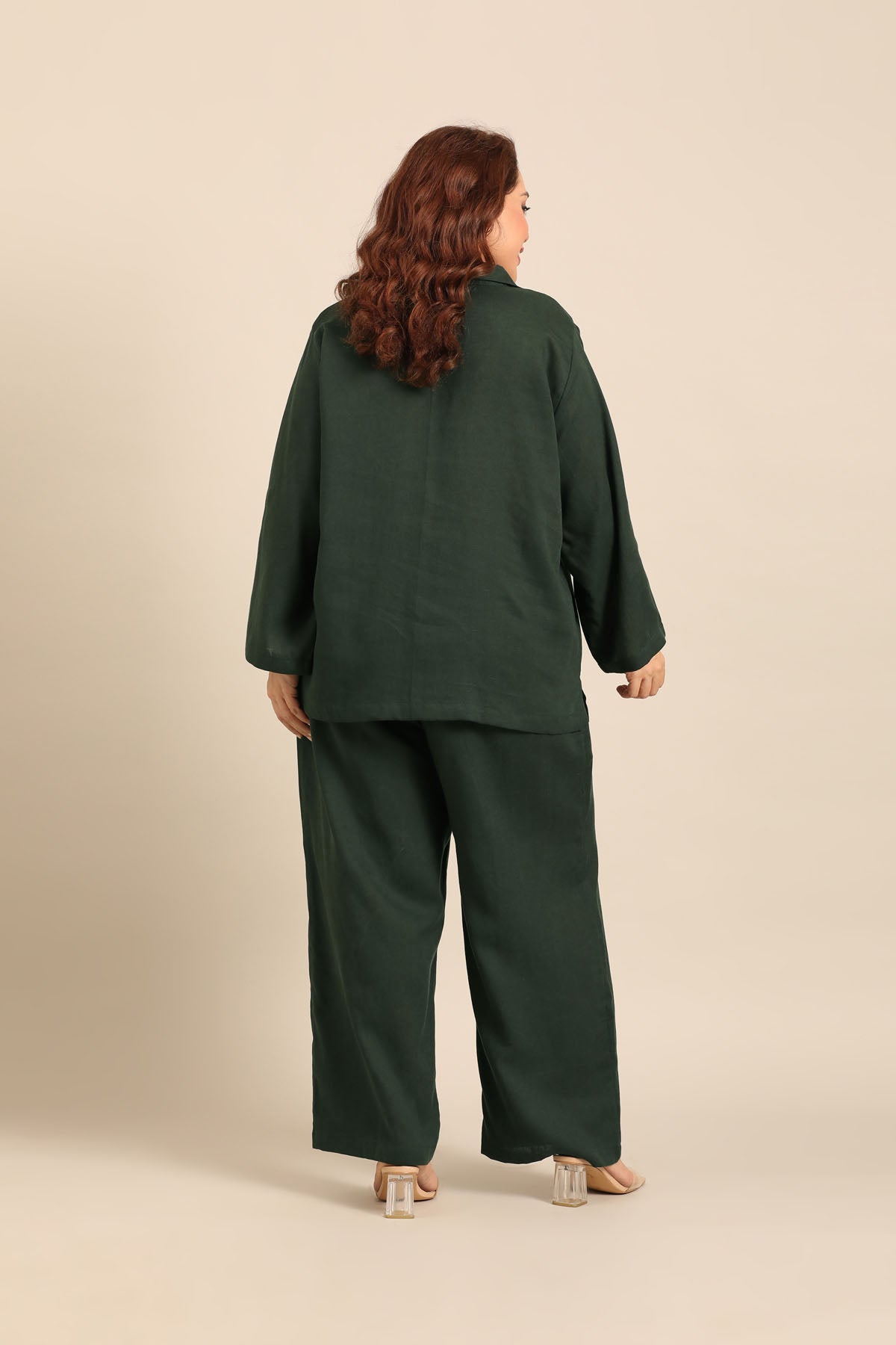 Tessa Forest Green Linen Blend Women's Co-ord Set