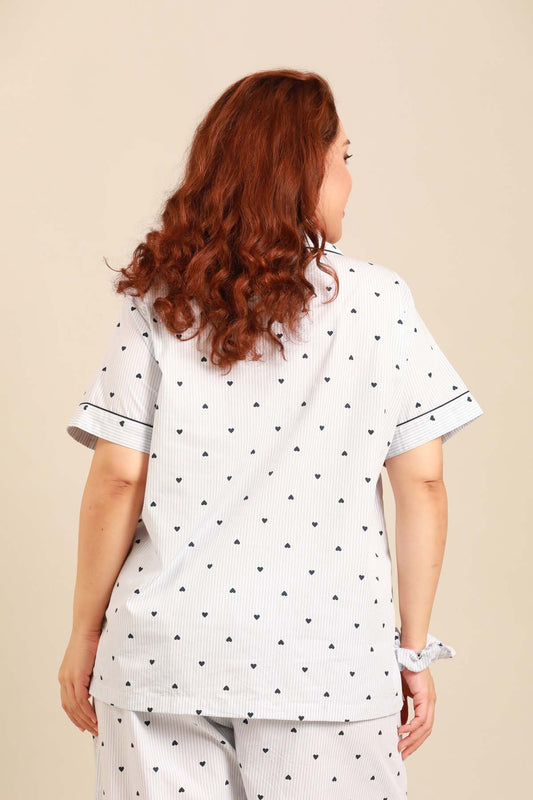 Lizzie Heart Cotton Women's Curve Shirt Only - Half Sleeves