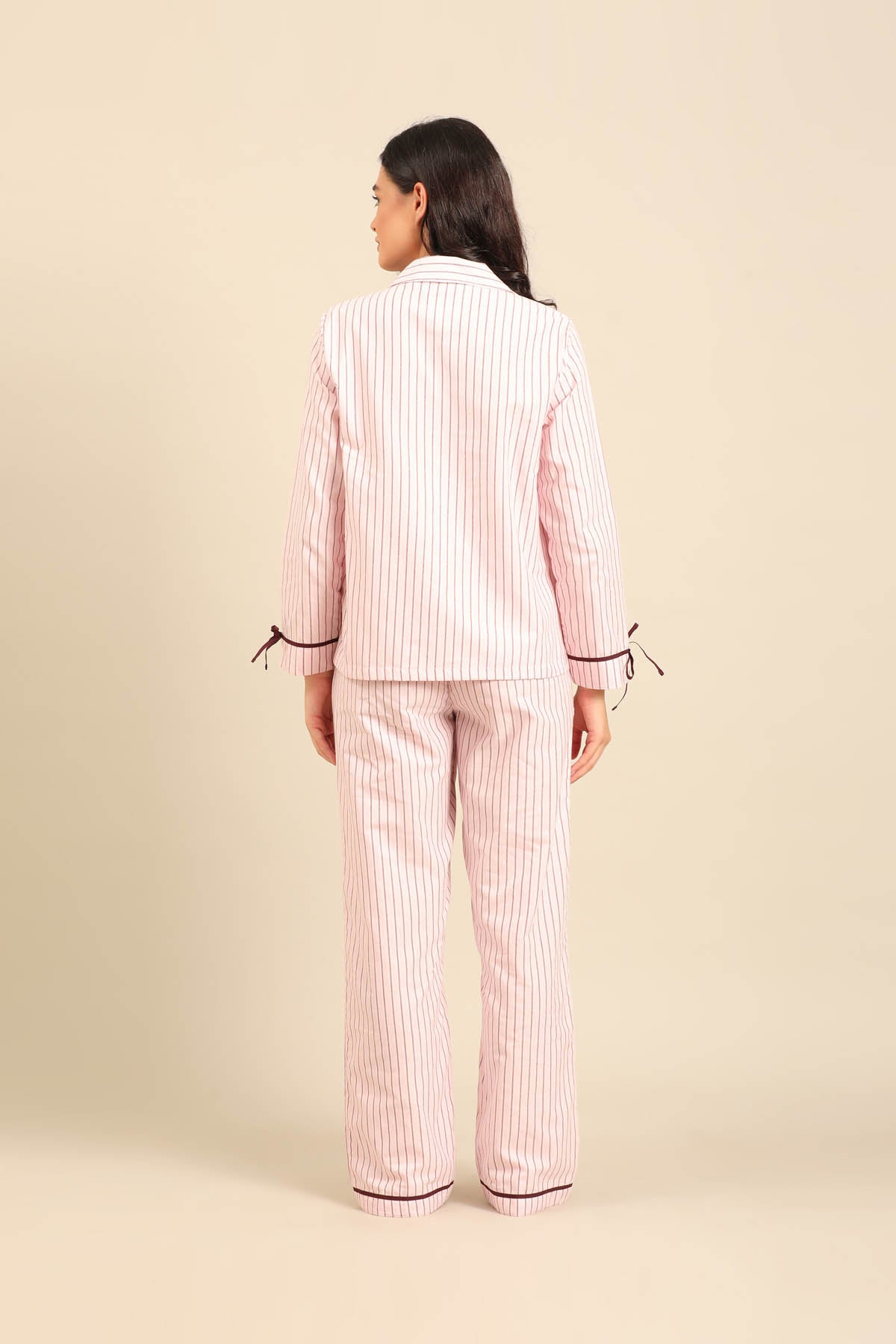 Vivian Stripe Cotton Women's Pajama Set - Full Sleeves