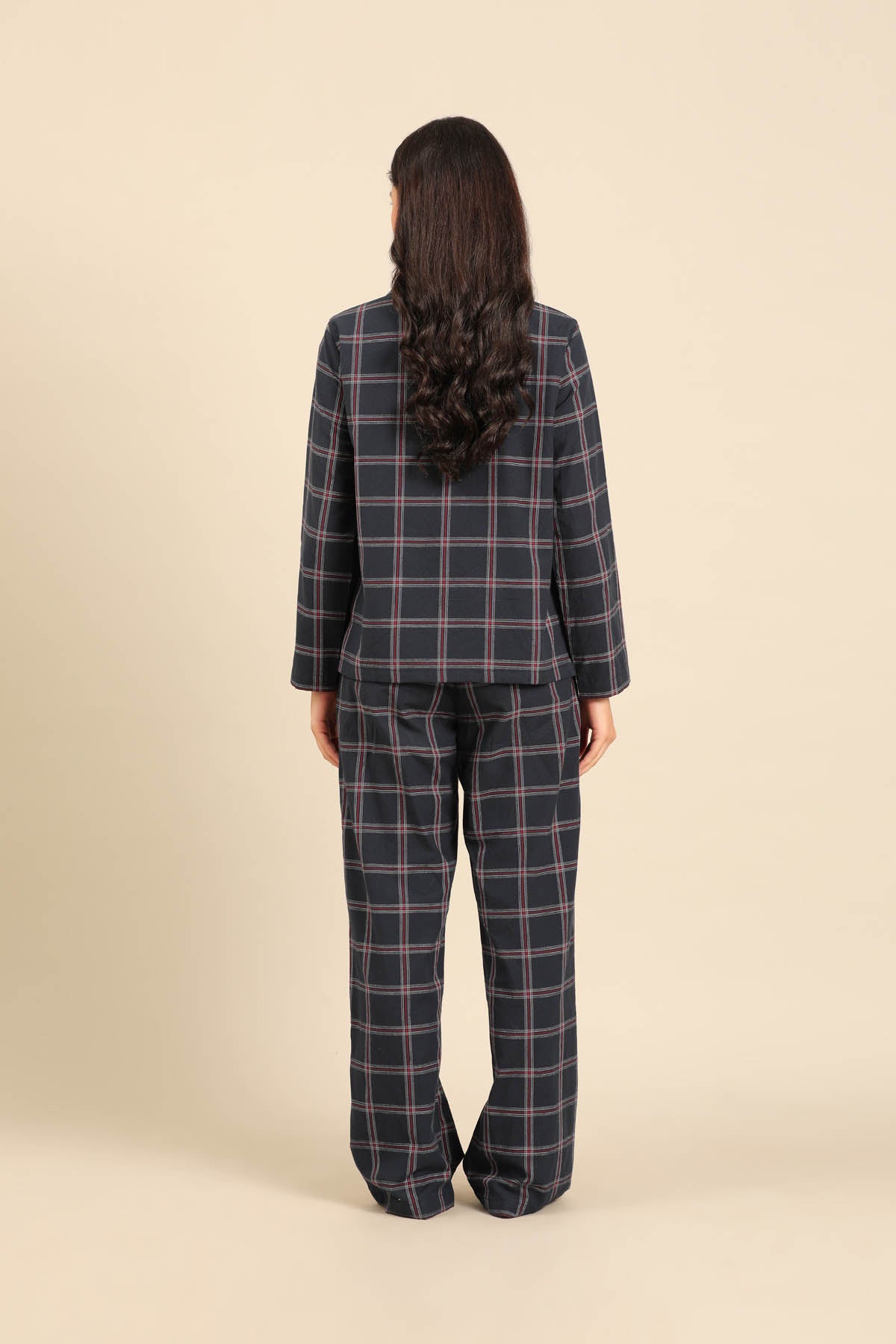 Amelia Check Cotton Women's Pajama Set - Full Sleeves