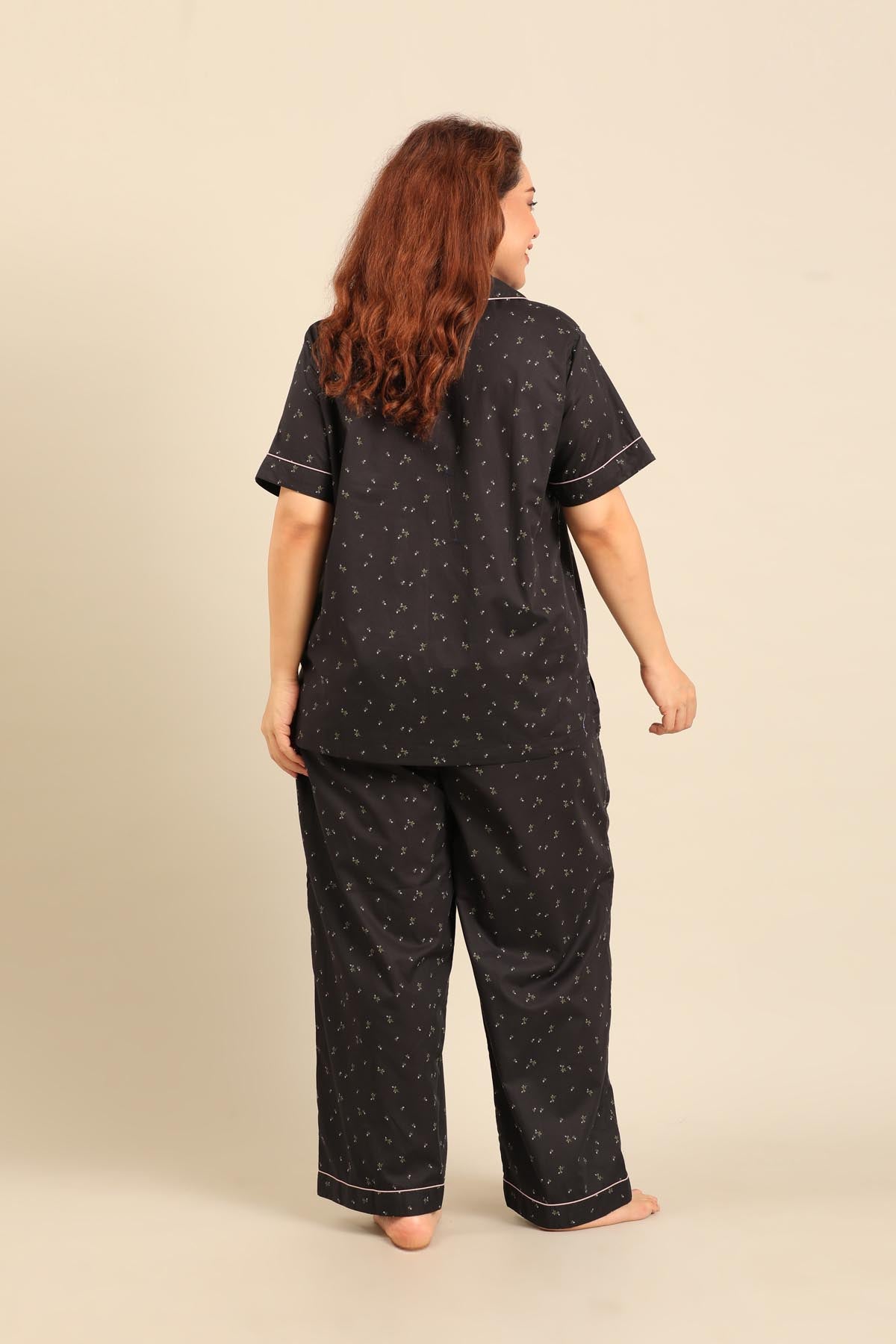 Margot Floral Cotton Women's Curve Pajama Set - Full Sleeves