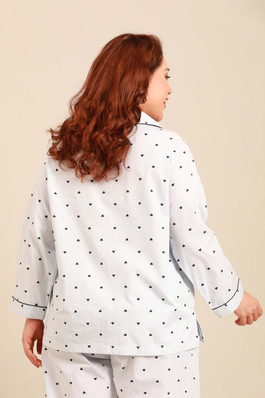 Lizzie Heart Cotton Women's Curve Shirt Only - Full Sleeves