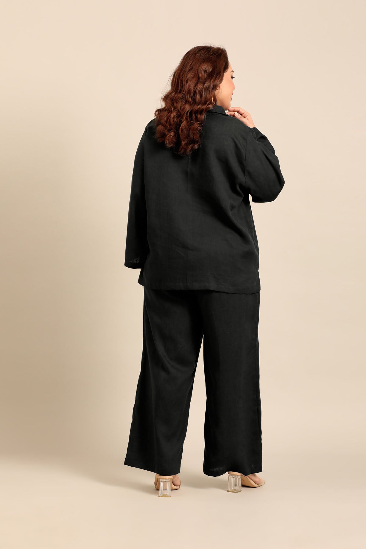 Tessa Black Linen Blend Women's Co-ord Set