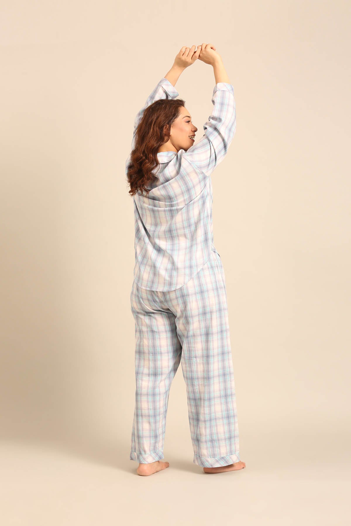 Serena Check Cotton Women's Curve Pajama Set - Full Sleeves
