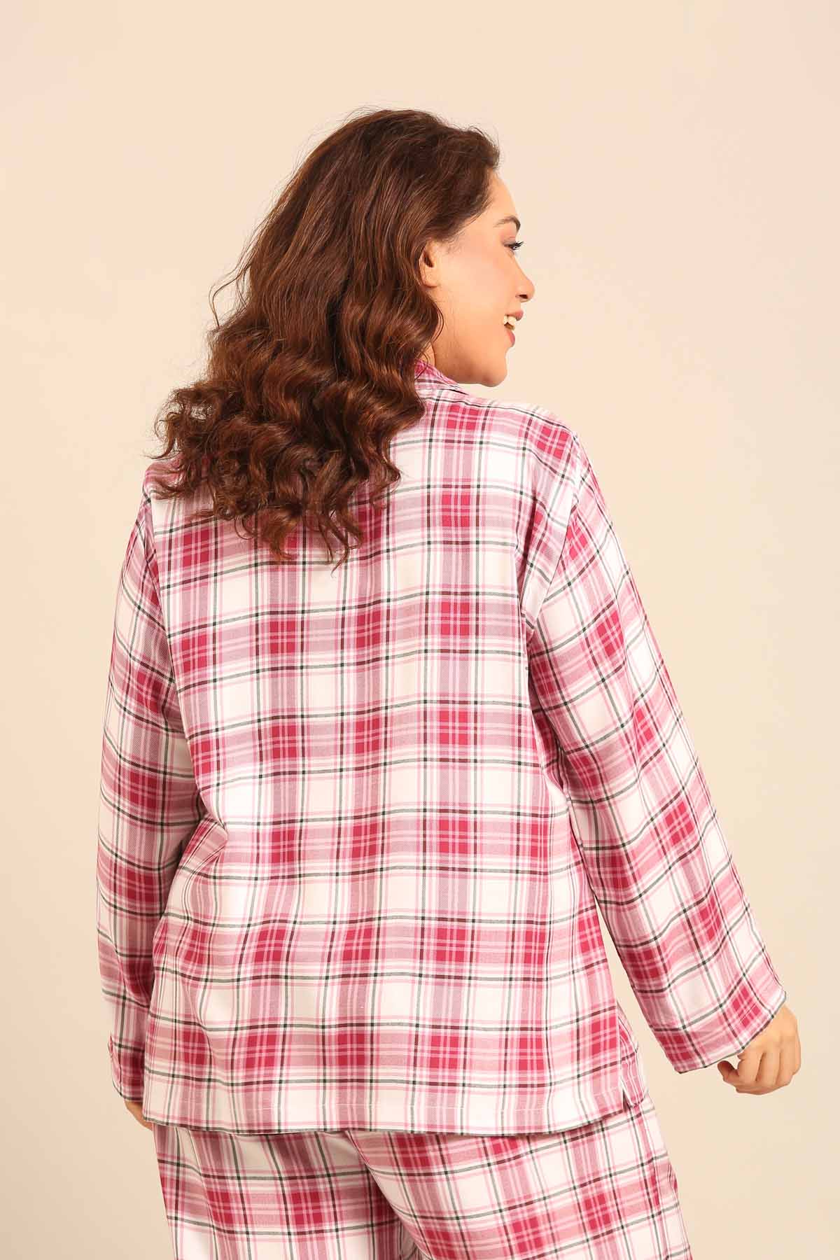 Nina Check Viscose Twill Women's Curve Shirt Only - Full Sleeves