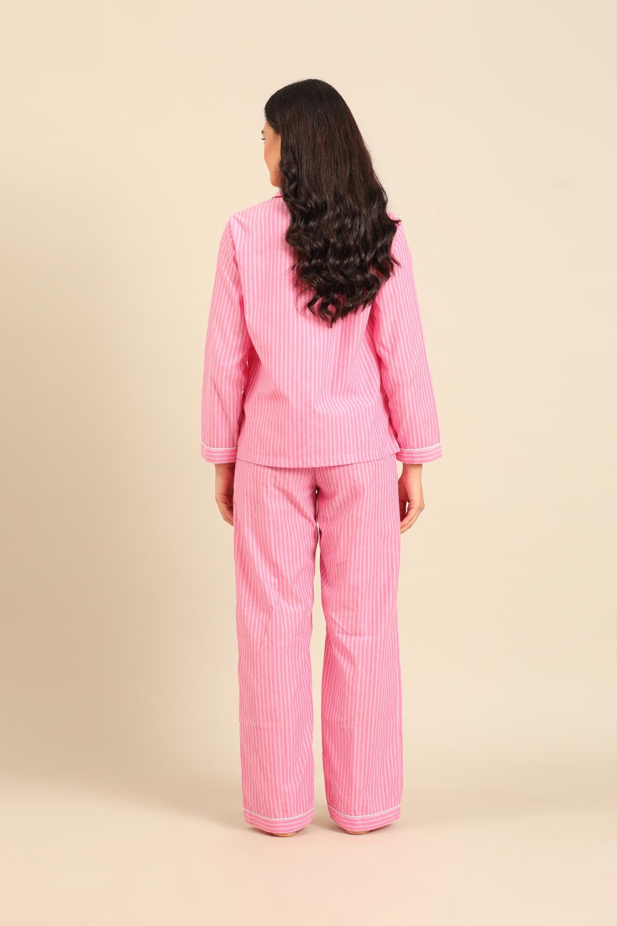Miranda Stripe Cotton Women's Pajama Set - Full Sleeves