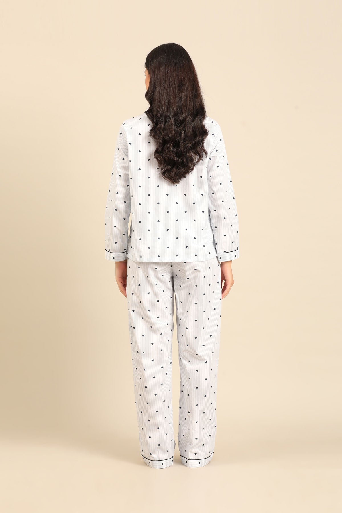 Lizzie Heart Cotton Women's Pajama Set - Full Sleeves