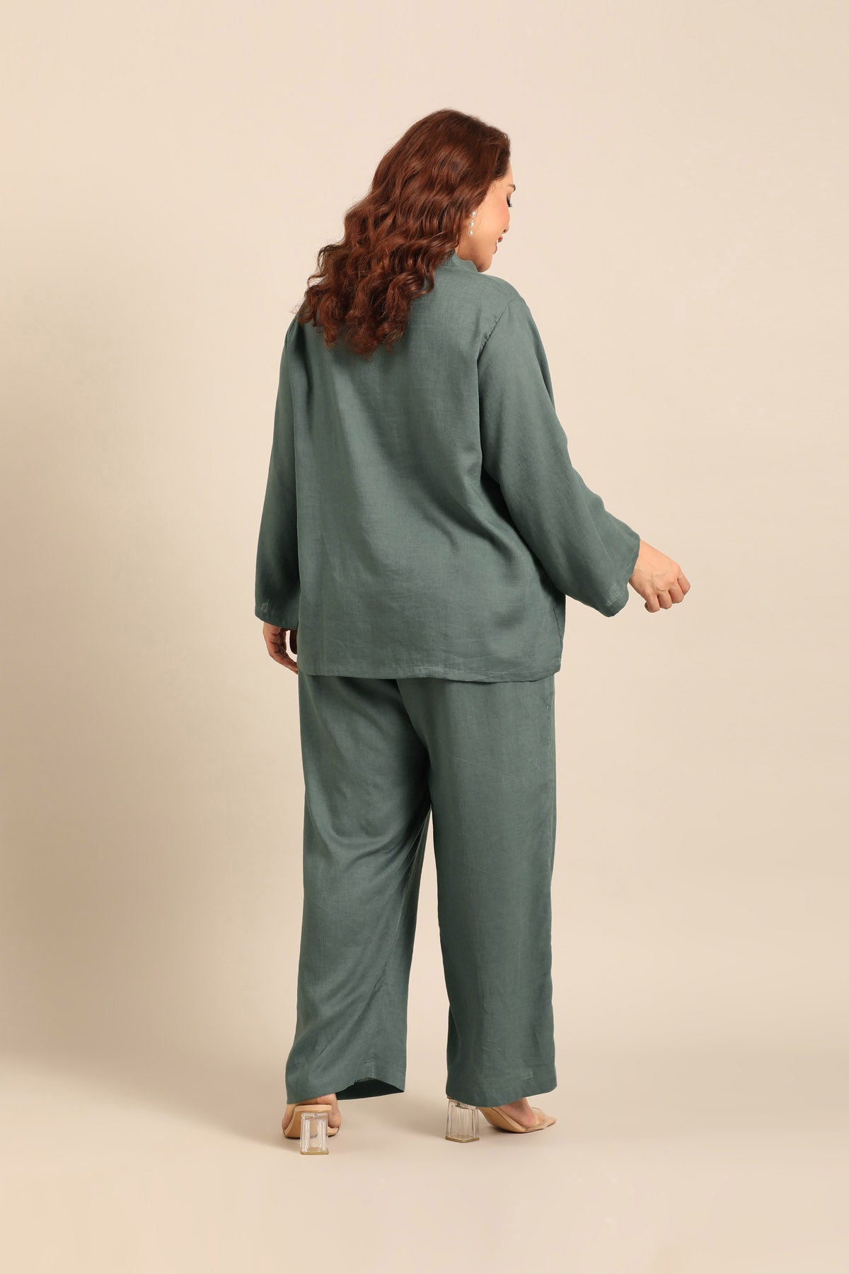 Adele Slate Blue Linen Blend Women's Co-ord Set