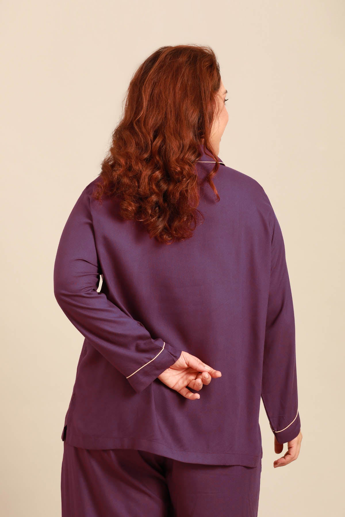 Emily Merlot Viscose Women's Curve Shirt Only - Full Sleeves