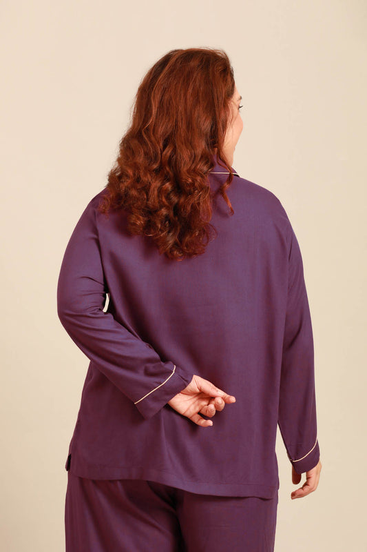 Emily Merlot Viscose Women's Curve Shirt Only - Full Sleeves