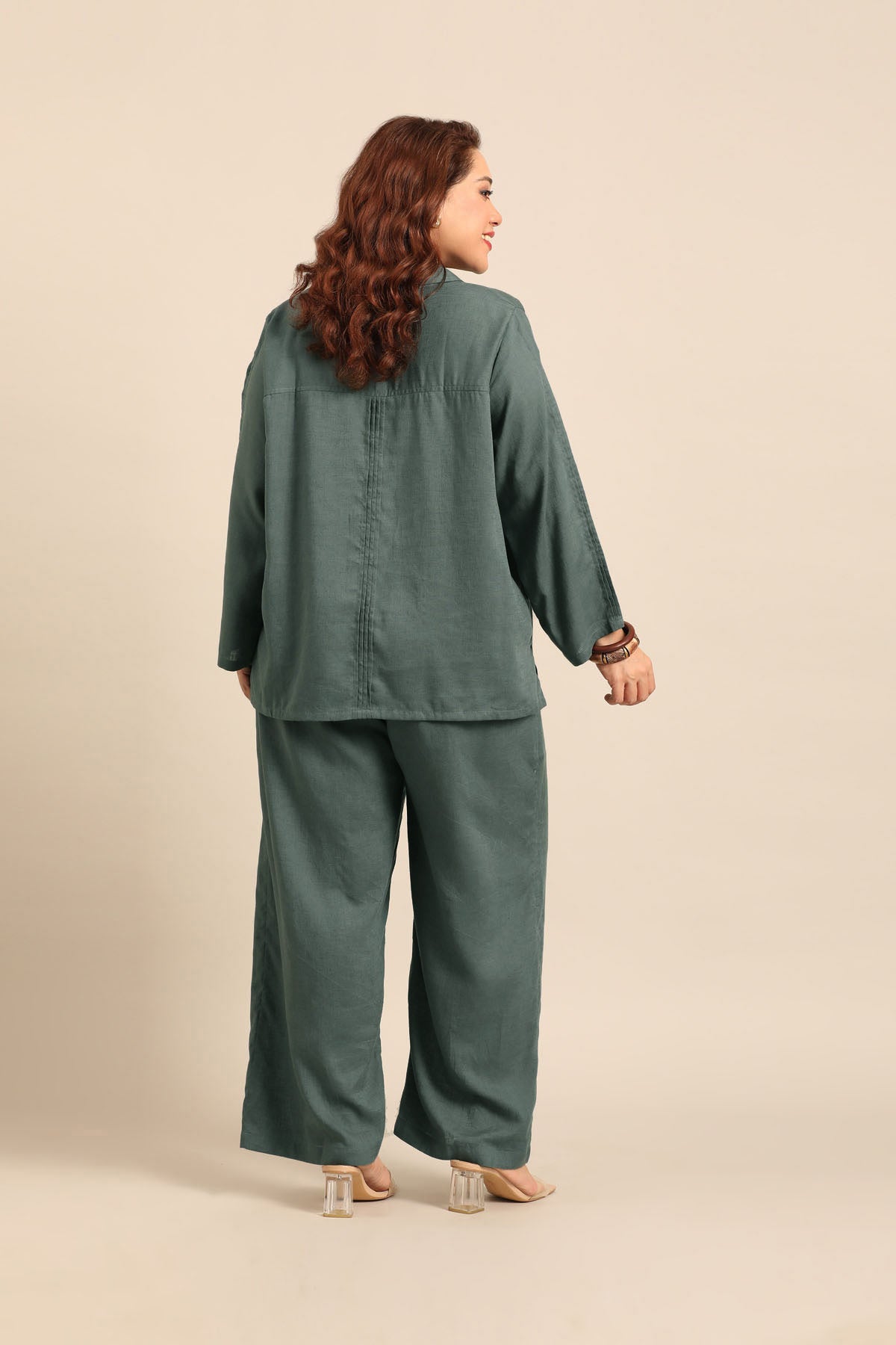Kylie Slate Blue Linen Blend Women's Co-ord Set