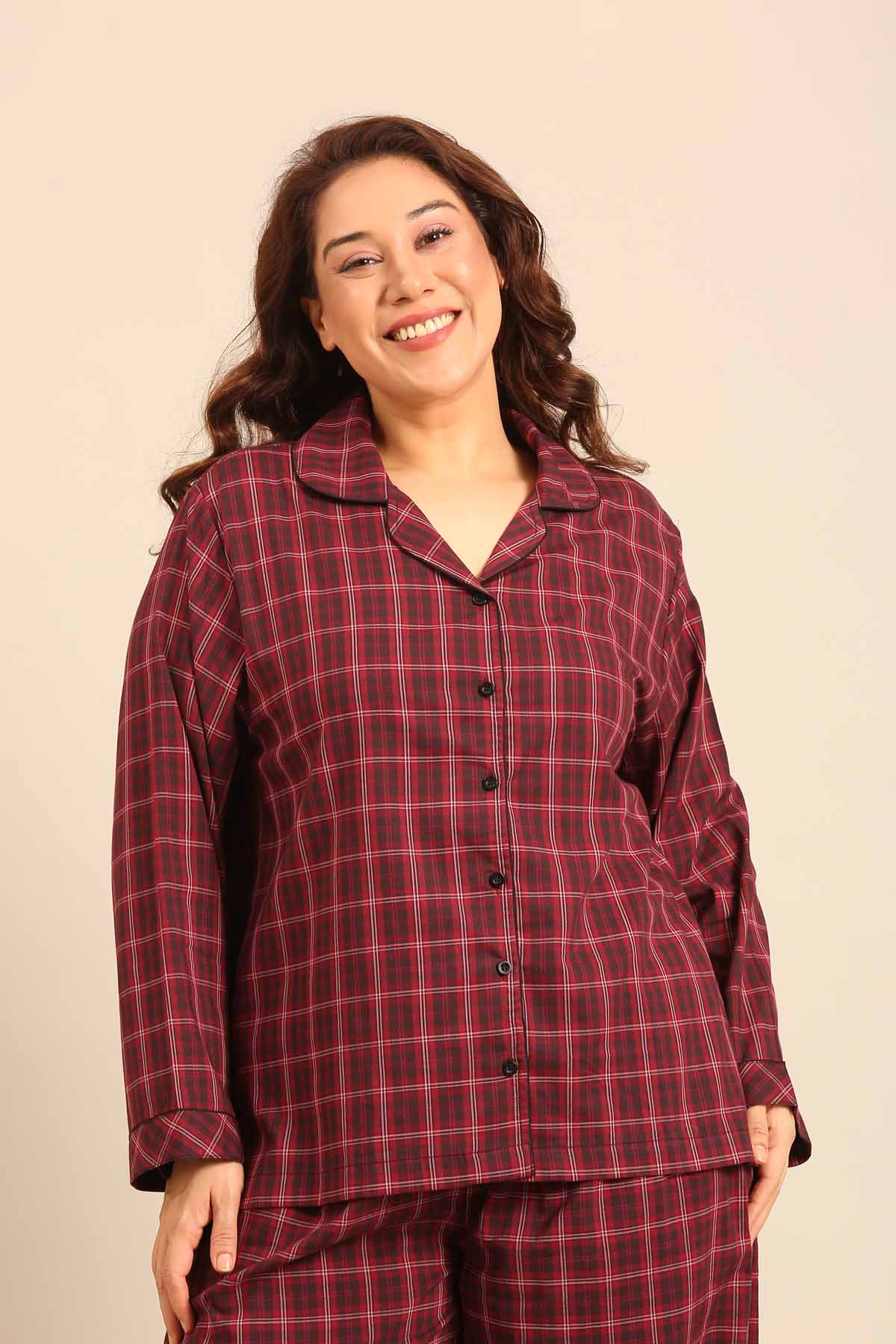 Veronica Plaid Cotton Women's Curve Shirt Only - Full Sleeves