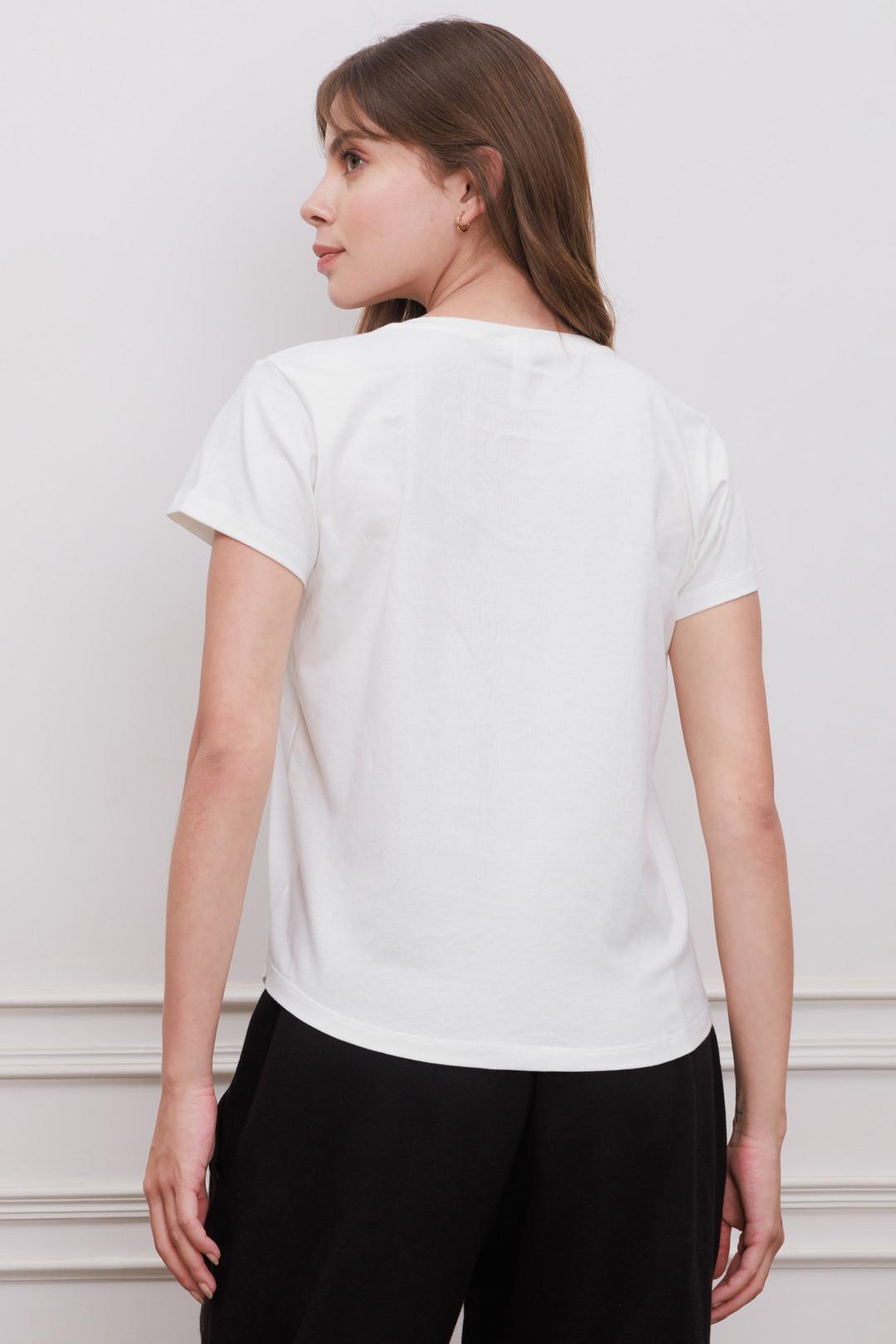 Bella White Knitted Crew Neck Women's T-shirt