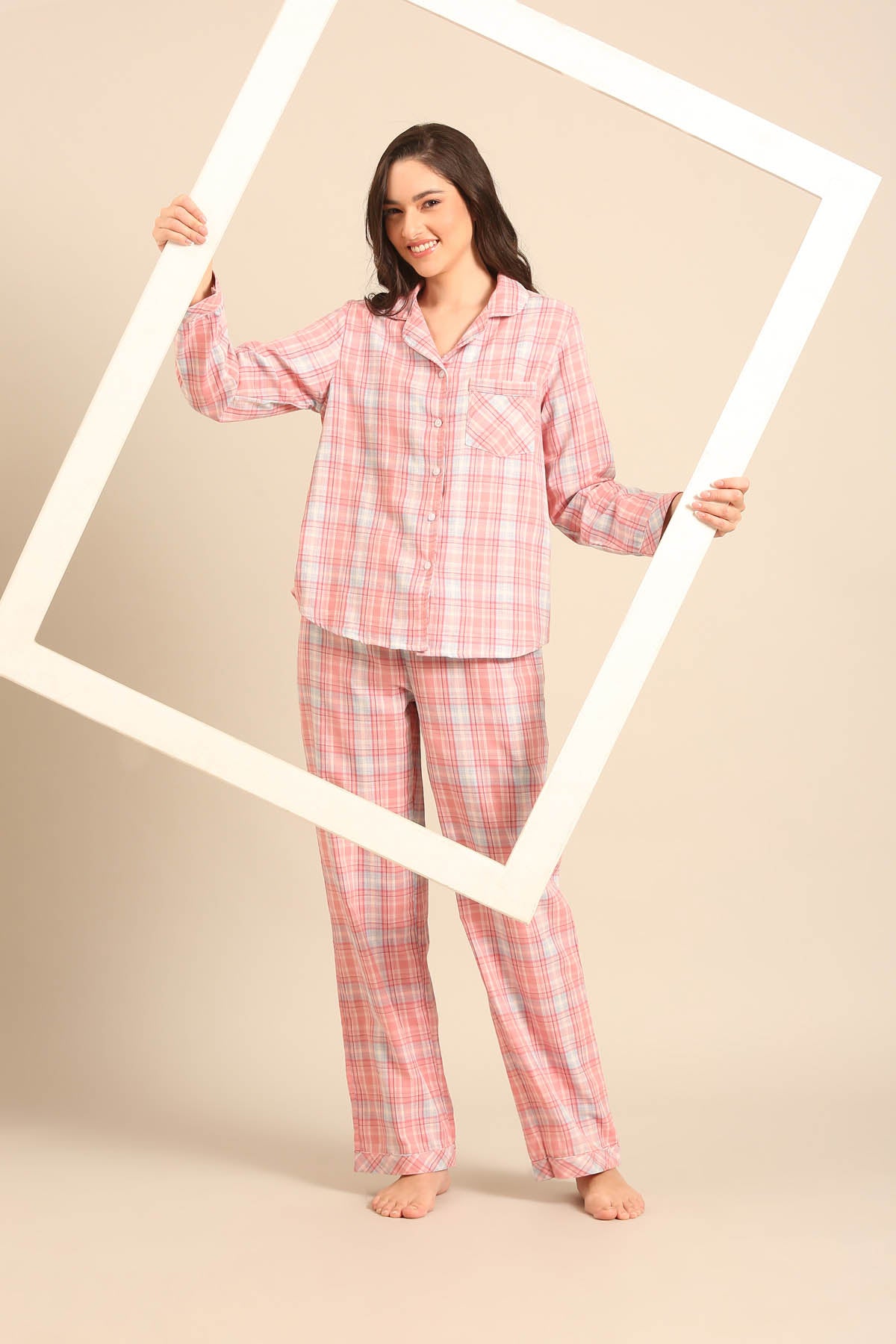 Blair Check Cotton Women's Pajama Set - Full Sleeves