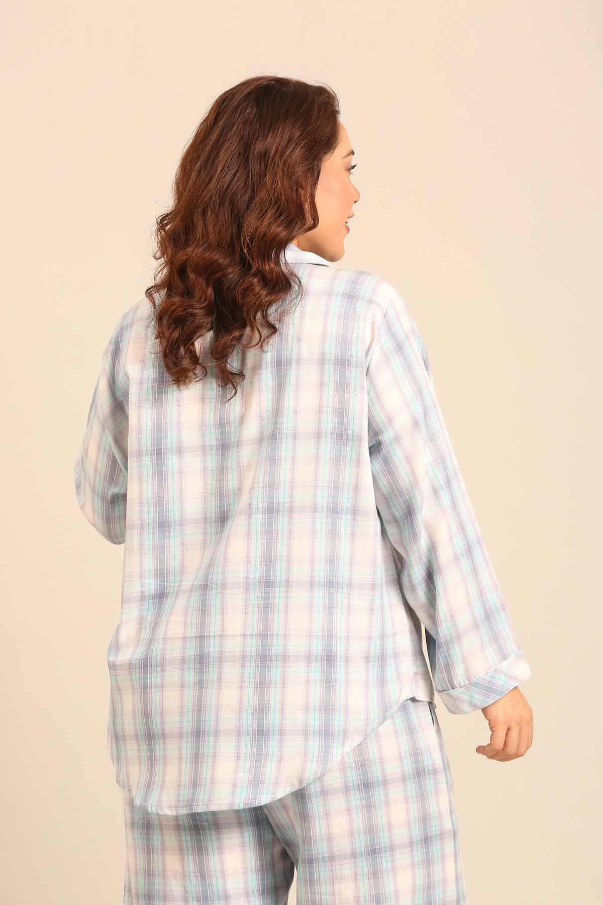 Serena Check Cotton Women's Curve Shirt Only - Full Sleeves
