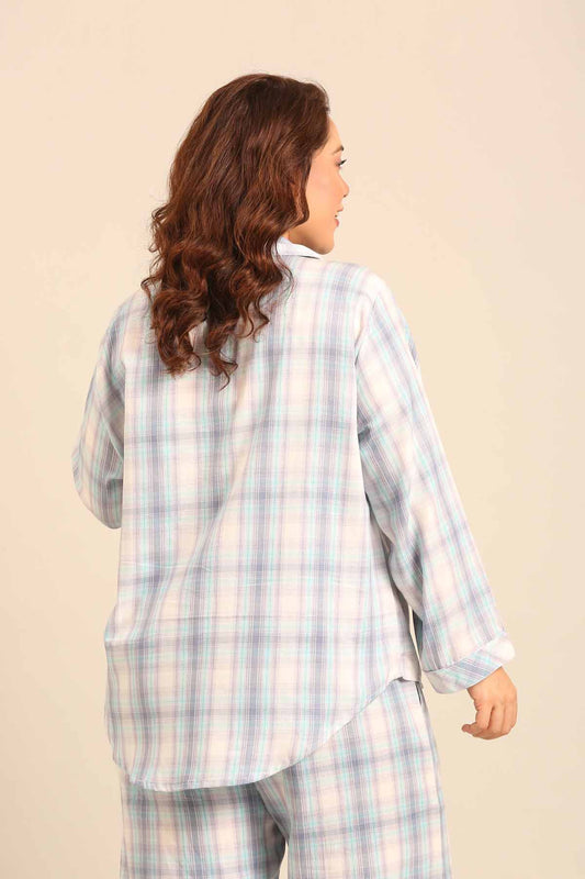 Serena Check Cotton Women's Curve Shirt Only - Full Sleeves