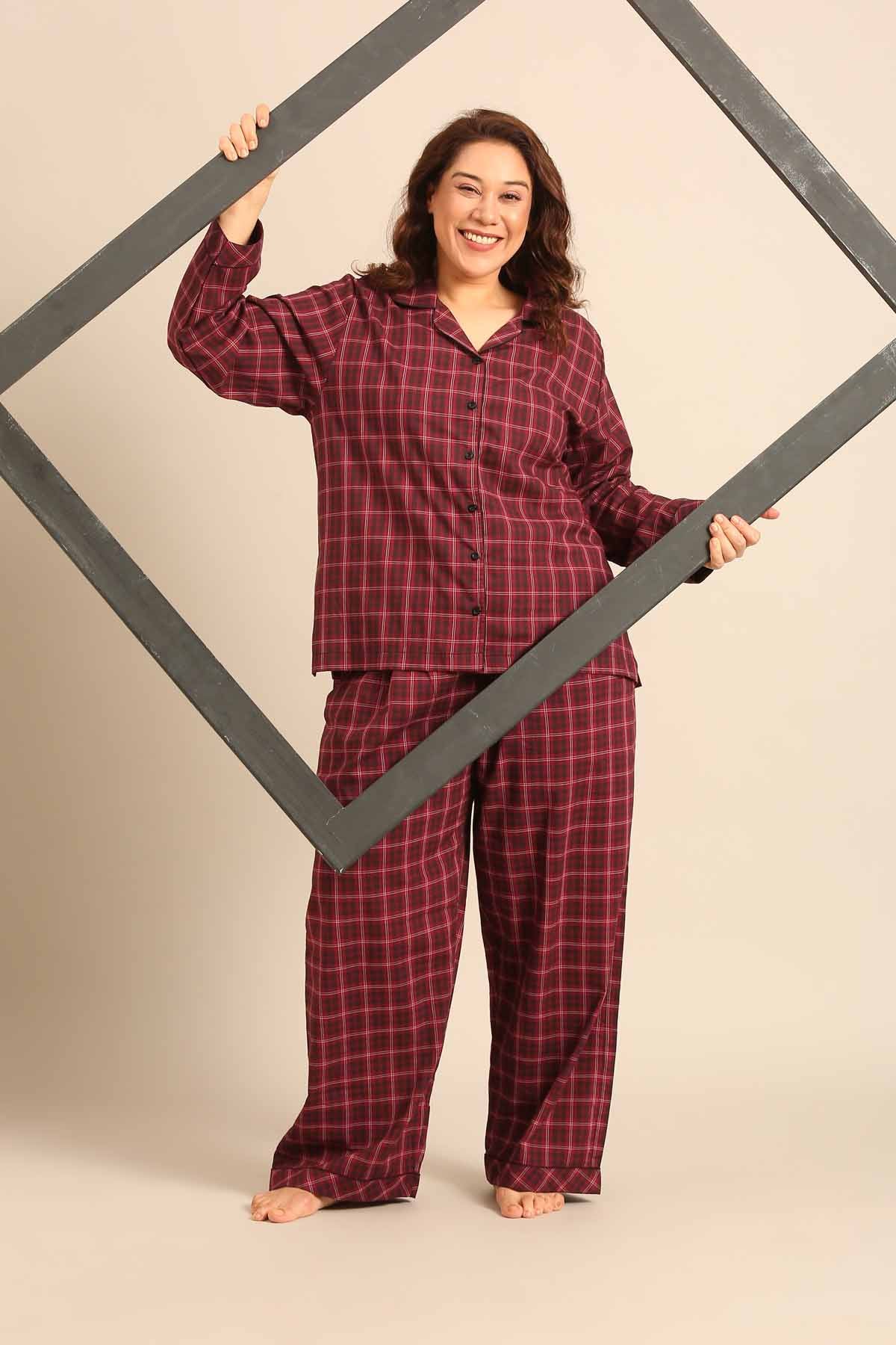Veronica Plaid Cotton Women's Curve Shirt Only - Full Sleeves